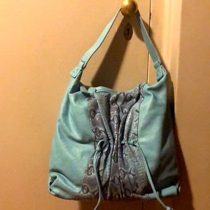 NWOT Carlos Falchi Blue Leather/ Snakeskin hobo